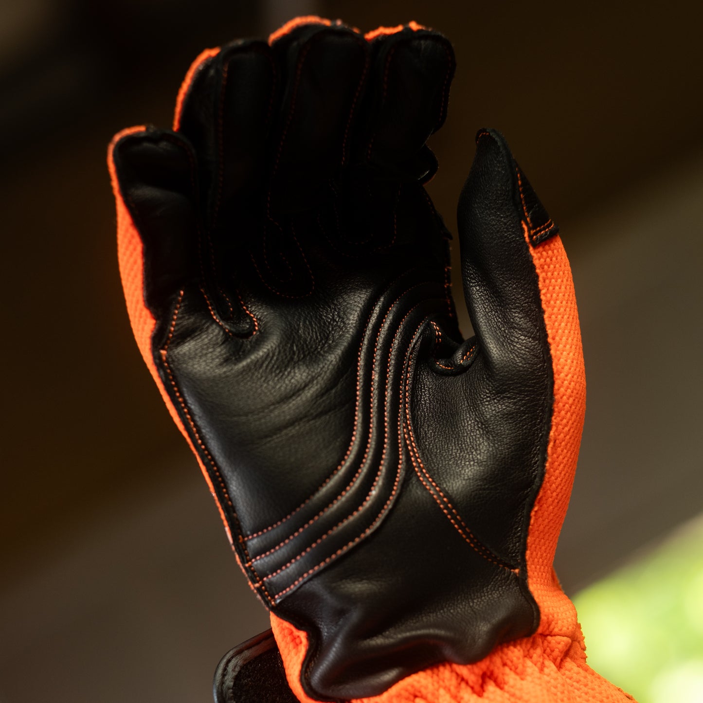 Orange & White Flame Driving Gloves (Reverse Stitch)