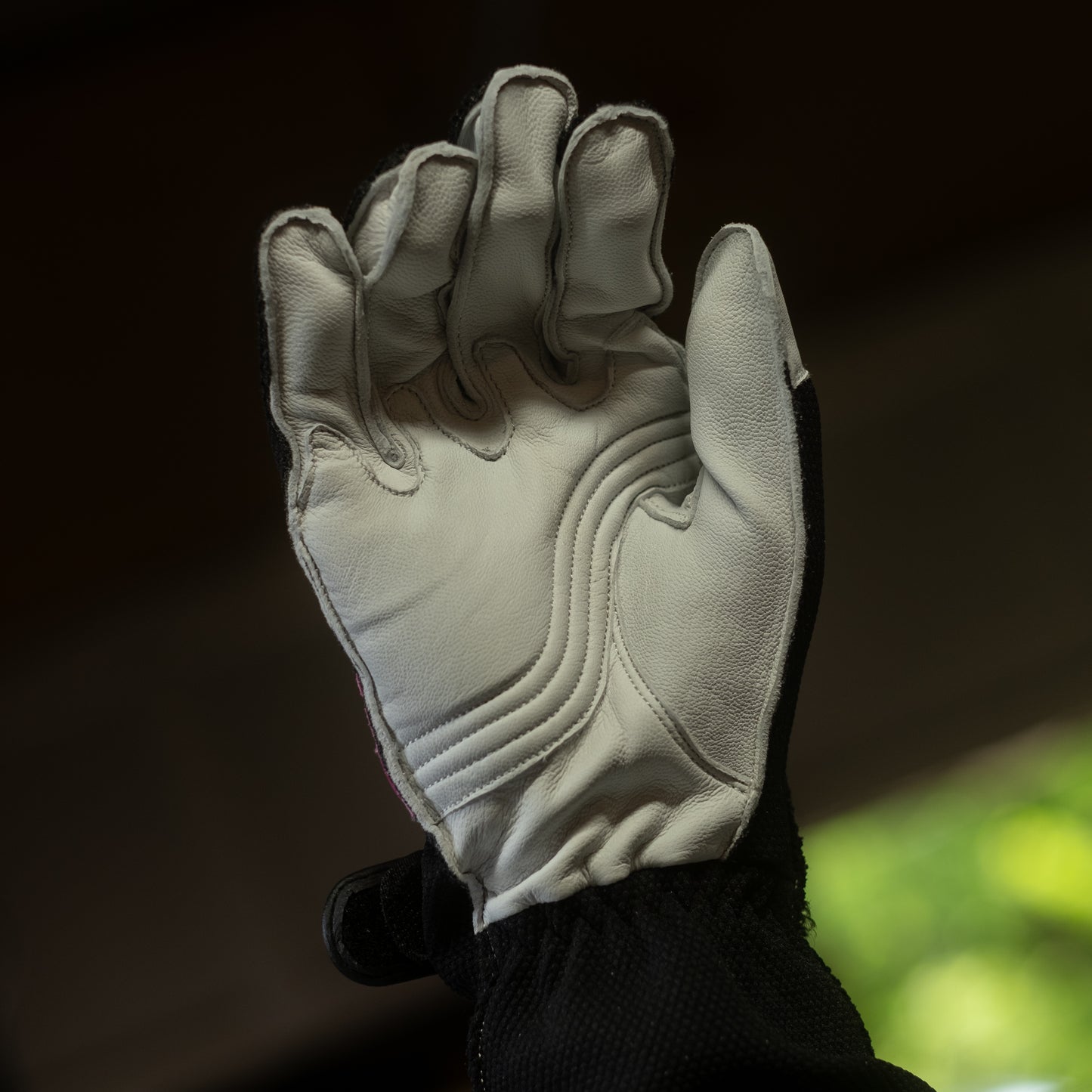 Black & Pink Reversed Stitched Driving Gloves