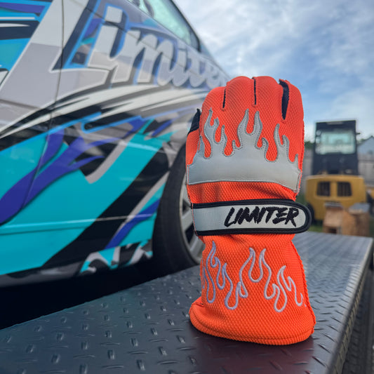 Orange & White Reversed Stitched Driving Gloves