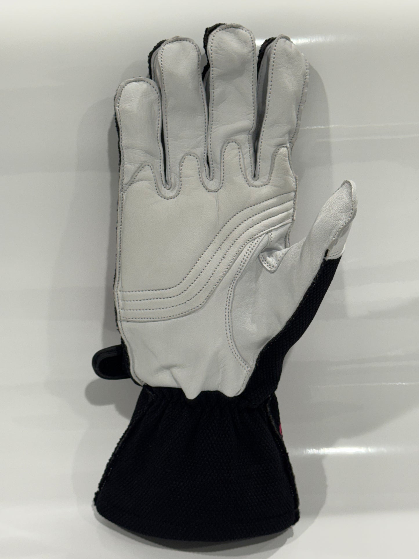 Black & Pink Reversed Stitched Driving Gloves