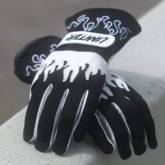 Black & White Flame Driving Gloves
