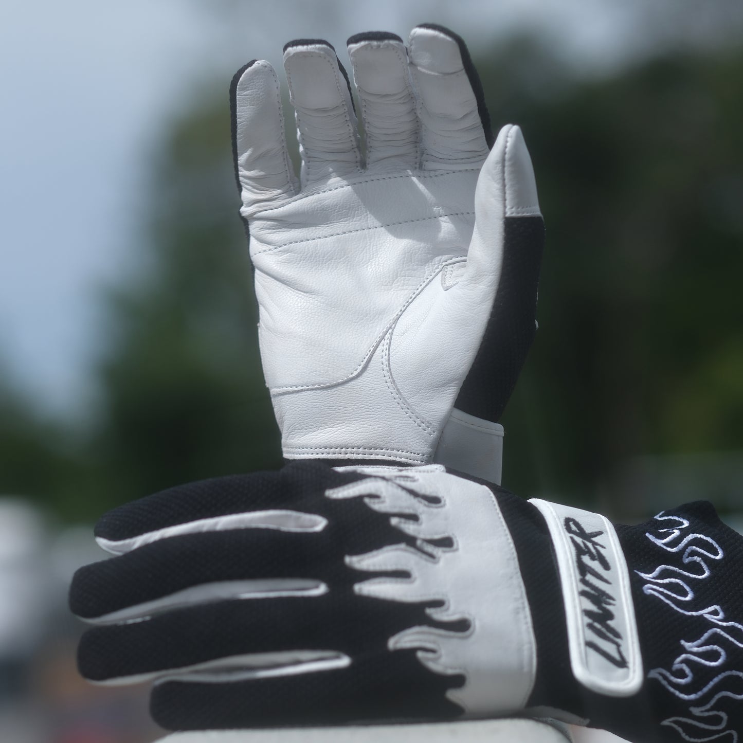 Black & White Flame Driving Gloves